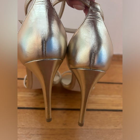 Massimo Dutti gold strappy strap heel sandals - Picture 3 of 8